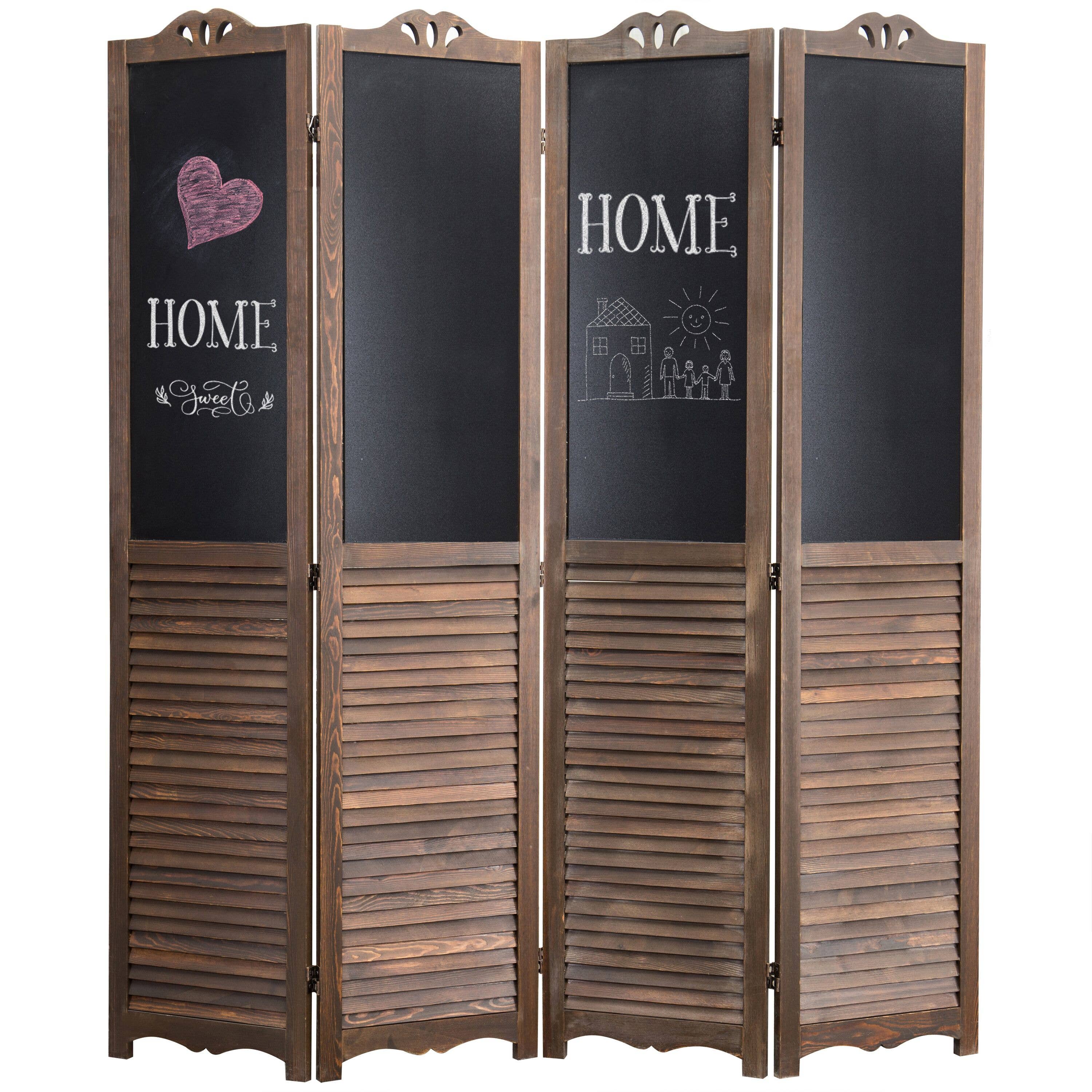 MyGift 3-Panel Vintage Dark Brown Folding Double-Sided Rotating Photo Frame Room Divider Screen